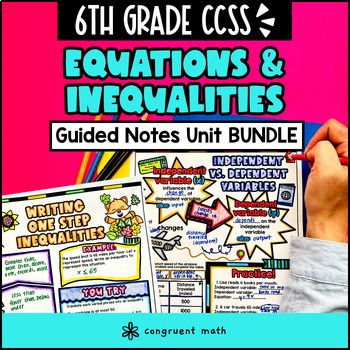 One Step Equations & One Step Inequalities Guided Notes BUNDLE | 6th Grade CCSS