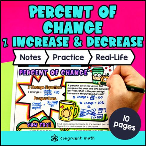 Thumbnail for Percent of Change Guided Notes with Doodles | Percent Proportions Worksheets