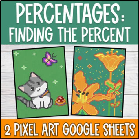 Thumbnail for Percents Finding the Percent Pixel Art | Digital Google Sheets | Word Problems