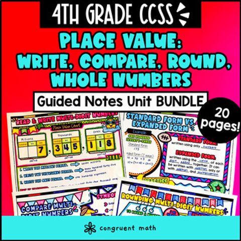 Thumbnail for Place Value of Chart Compare Round Whole Numbers Guided Notes | 4th Grade Unit