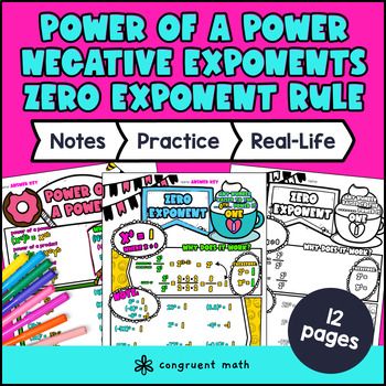 Power, Zero & Negative Exponent Rules Guided Notes | Laws of Exponents