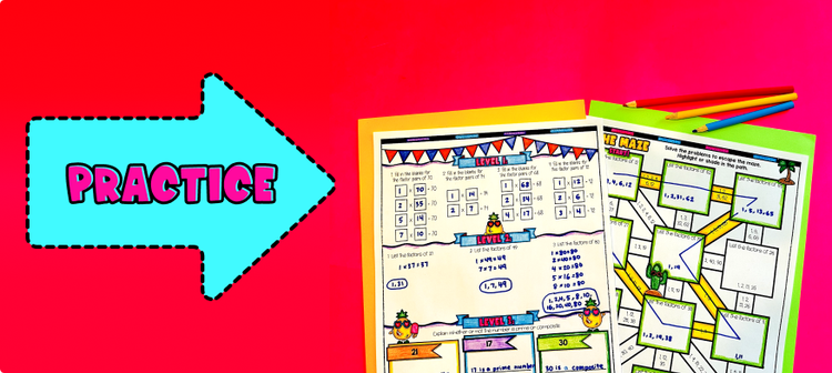Practice Factor Pairs Maze and Color by Number Activities png