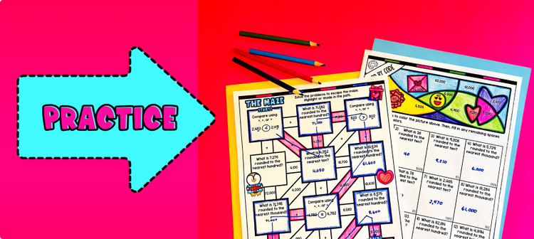 Practice Maze and Color by Number Activity Compare and Round Whole Numbers