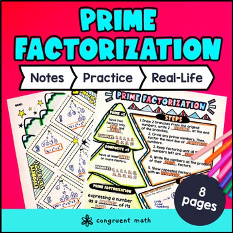 Thumbnail for Prime Factorization Guided Notes & Doodles | Factor Trees Prime Factors