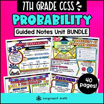 Probability Guided Notes | 7th Grade CCSS | Simple & Compound Events Theoretical