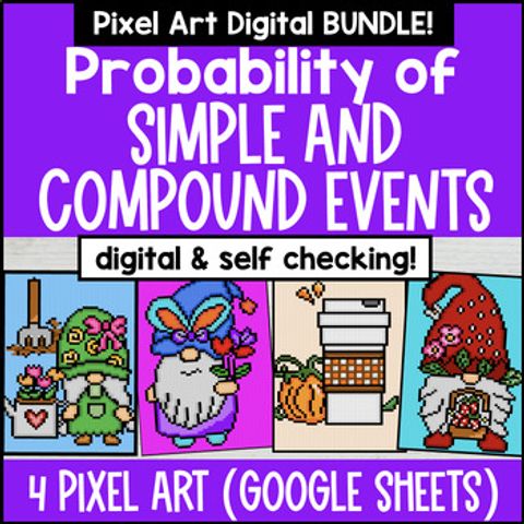 Thumbnail for Probability of Simple and Compound Events Digital Pixel Art BUNDLE