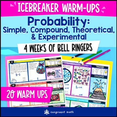 Thumbnail for Probability Simple Compound Theoretical Experimental 7th Grade Warm Ups CCSS