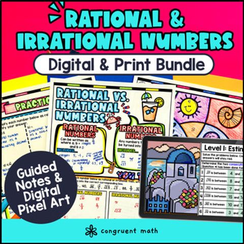 Thumbnail for Rational and Irrational Numbers Guided Notes & Pixel Art | Digital Print Bundle