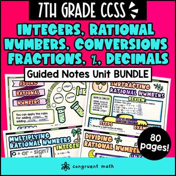 Rational Numbers, Integers, Conversions Guided Notes BUNDLE | 7th Grade CCSS