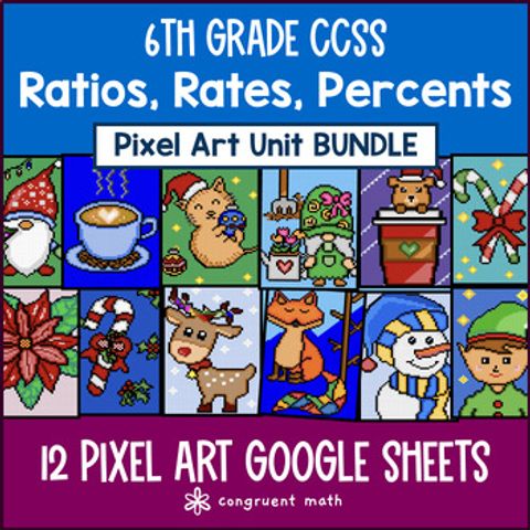 Thumbnail for Ratios, Rates & Percents Pixel Art Unit BUNDLE | 6th Grade CCSS