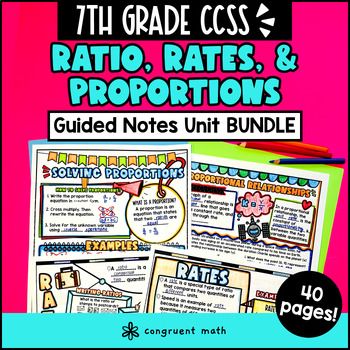 Ratios, Rates, Proportions Guided Notes | 7th Grade | Proportional Relationships