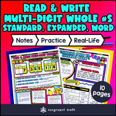 Thumbnail for Read & Write Numbers in Standard Form Expanded Form Word Guided Notes w/ Doodles