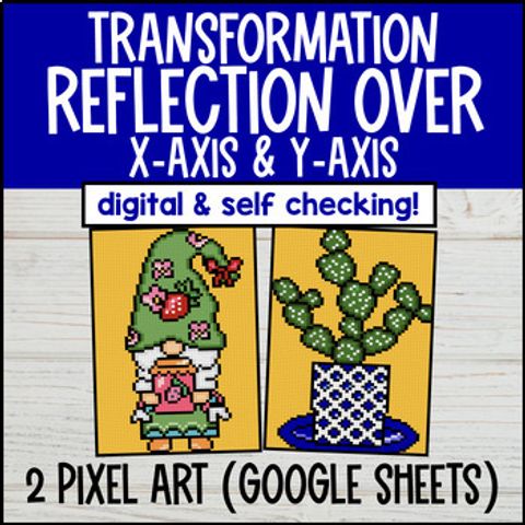 Thumbnail for Reflection over x and y axis Digital Pixel Art | Coordinate Planes | 6th Grade