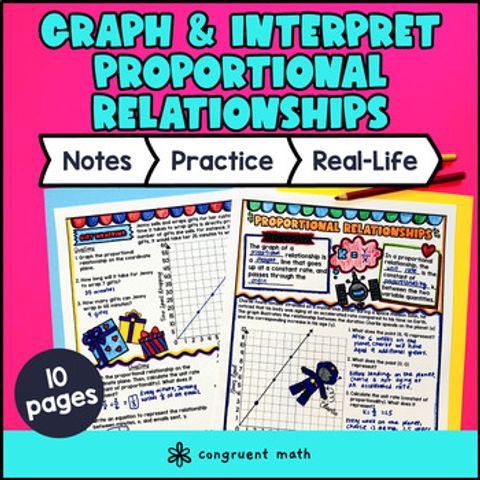 Thumbnail for Represent Proportional Relationships Graphs & Equations Guided Notes w/ Doodles