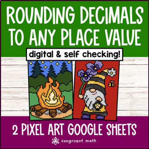 Thumbnail for Rounding Decimals to Any Place Value | Digital Pixel Art | Tenths Hundredths