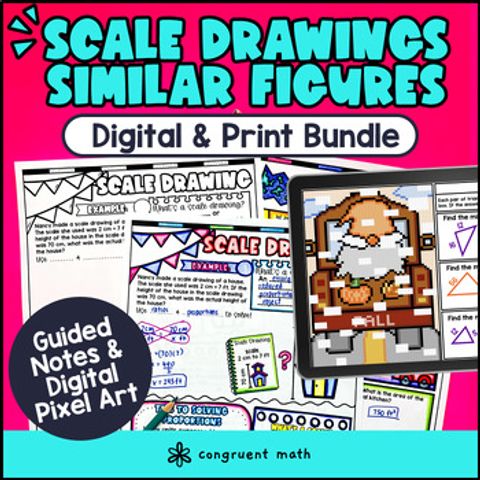 Thumbnail for Scale Drawings & Scale Factors Digital & Print | Scaled Copies | Notes Pixel Art