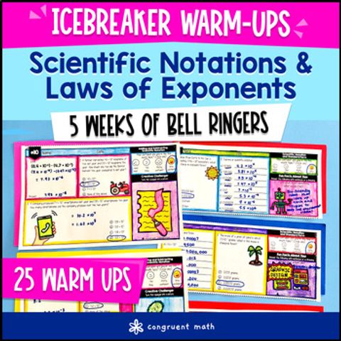 Thumbnail for Scientific Notation Laws of Exponents 8th Grade Math Warm Ups Bell Ringers CCSS