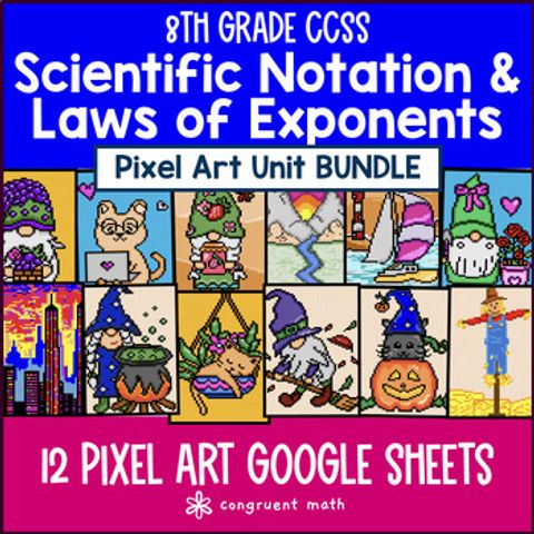 Thumbnail for Scientific Notation Pixel Art Unit BUNDLE | 8th Grade CCSS