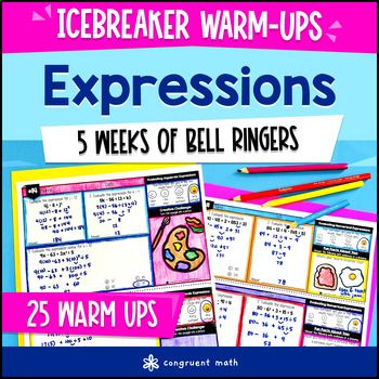 Simplifying Evaluating Writing Algebraic Expressions 6th Grade Warm Ups Review