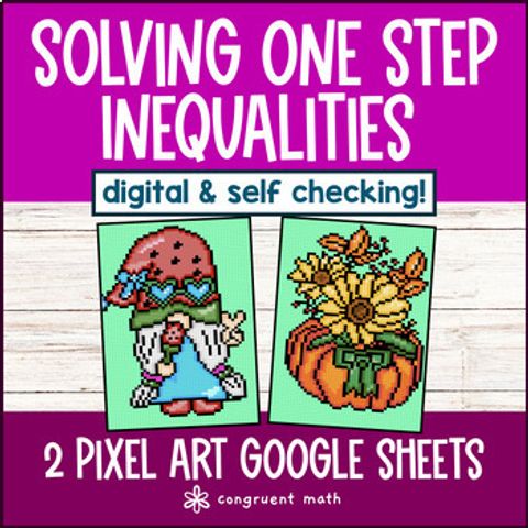 Thumbnail for Solving One Step Inequalities Digital Pixel Art | 2 Differentiated Levels