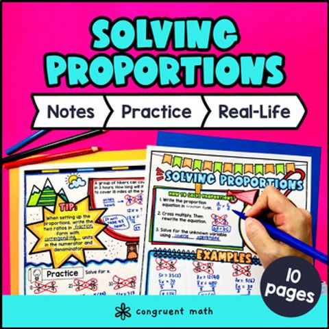 Thumbnail for Solving Proportions & Proportional Relationships Guided Notes w/ Doodles Sketch