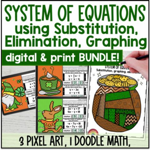 Thumbnail for Solving Systems of Equations Activity BUNDLE | St. Patrick's Day Print & Digital