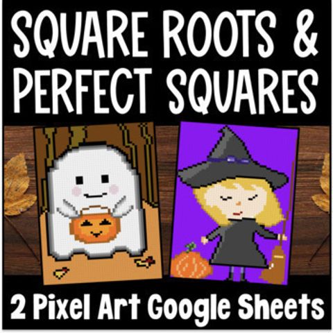 Thumbnail for Square Roots & Perfect Squares Equations with Roots Digital Pixel Art Rational #