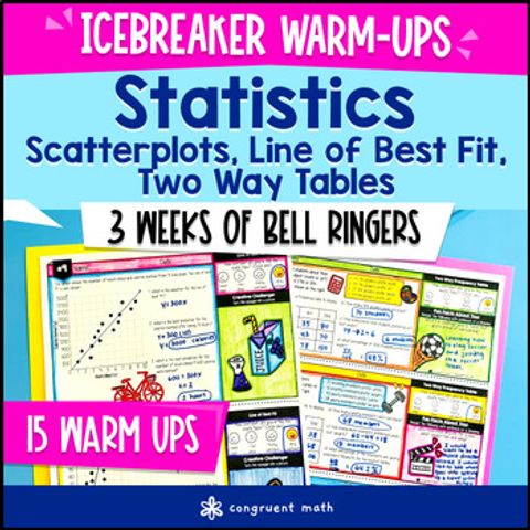 Thumbnail for Statistics 8th Grade Math Warm Ups Scatter Plots Line of Best Fit Two Way Tables