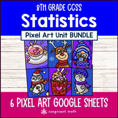 Thumbnail for Statistics Scatter Plots Associations Two Way Tables Pixel Art  | 8th Grade CCSS