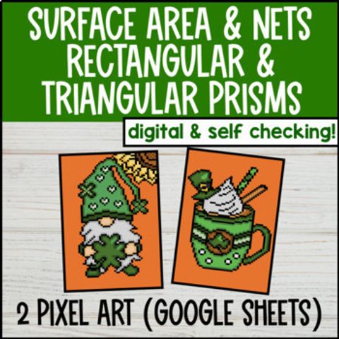 Thumbnail for Surface Area of Rectangular and Triangular Prisms Pixel Art | Google Sheets