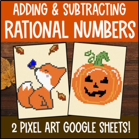 Thumbnail for Thanksgiving Adding and Subtracting Rational Numbers Pixel Art Fraction Integer