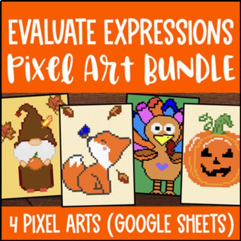 Thumbnail for Thanksgiving Evaluating Numerical & Algebraic Expressions Pixel Art Substitution