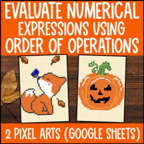 Thumbnail for Thanksgiving Evaluating Numerical Expressions Pixel Art Order of Operations