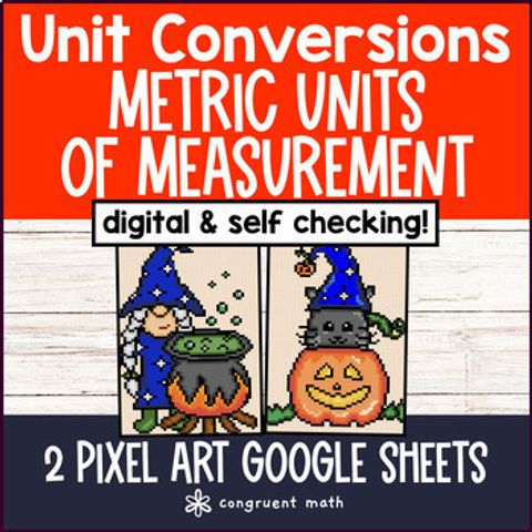 Thumbnail for Thanksgiving Math Metric Unit Conversions Pixel Art Measurement Lengths Weights