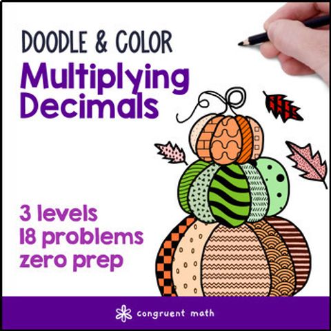 Thumbnail for Thanksgiving Math Multiplying Decimals Doodle Math Twist on Color by Number