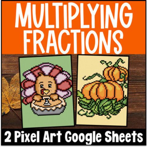 Thumbnail for [Thanksgiving] Multiplying Fractions Whole Numbers & Fractions Digital Pixel Art