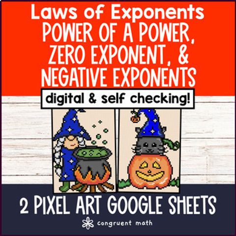 Thumbnail for Thanksgiving Negative, Zero, Power of Power Digital Pixel Art Laws of Exponents