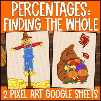 Thumbnail for [Thanksgiving] Percents Finding the Whole Pixel Art | Percentages Word Problems