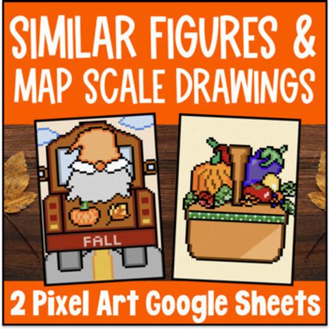 Thumbnail for Thanksgiving Similar Figures Pixel Art Scale Factors Map Scale Drawings & Models