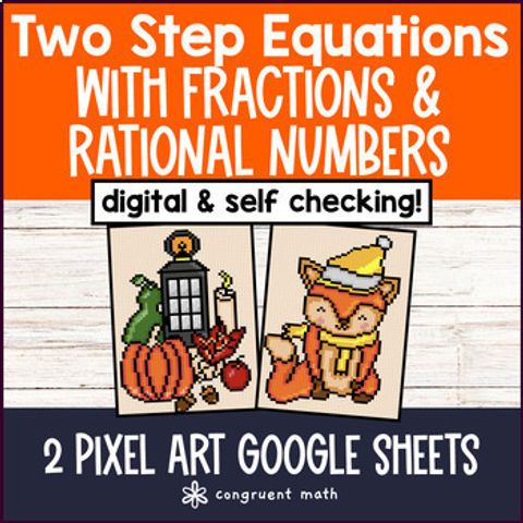 Thumbnail for [Thanksgiving] Solving Two Step Equations with Rational Numbers | Fall Pixel Art