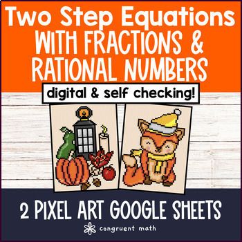 Thumbnail for [Thanksgiving] Solving Two Step Equations with Rational Numbers | Fall Pixel Art