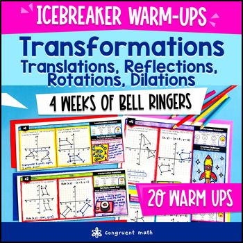 Transformations 8th Grade Math Warm Ups CCSS Reflections Rotations Translations