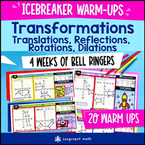 Thumbnail for Transformations 8th Grade Math Warm Ups CCSS Reflections Rotations Translations