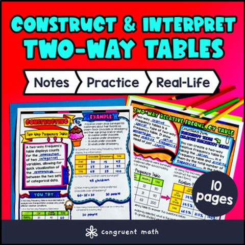 Thumbnail for Two Way Tables Guided Notes w Doodles | Graphic & Sketch Notes 8th Grade