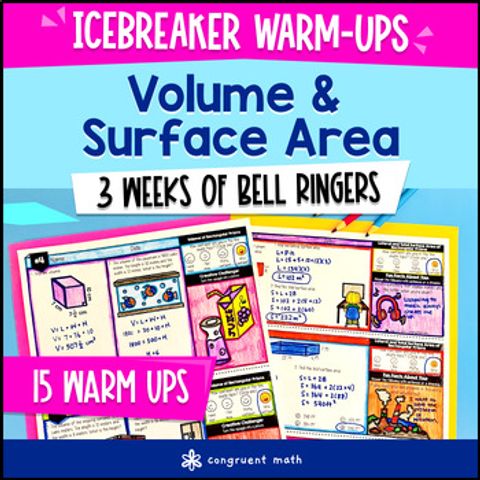 Thumbnail for Volume and Surface Area of Prisms 7th Grade Warm Ups CCSS TEKS Bell Ringers