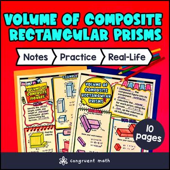 Volume of Composite Rectangular Prisms Guided Notes w/ Doodles | Sketch Notes