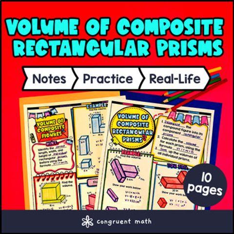 Thumbnail for Volume of Composite Rectangular Prisms Guided Notes w/ Doodles | Sketch Notes