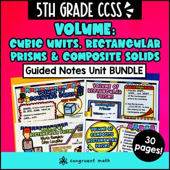 Volume of Rectangular Prisms, Composite Solids Guided Notes | 5th Grade Unit