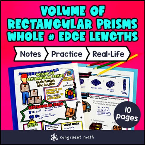 Thumbnail for Volume of Rectangular Prisms Guided Notes w/ Doodles Whole Number Edge Lengths