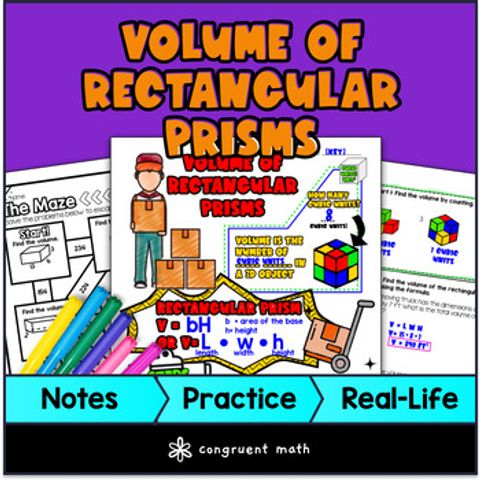 Thumbnail for Volume of Rectangular Prisms Guided Notes with Doodles | Fractional Edge Lengths